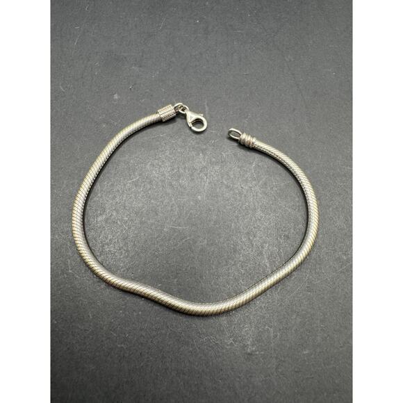 Vintage Cham Signed 925 Sterling Silver Round Snake Link Bracelet 8" - Picture 1 of 7